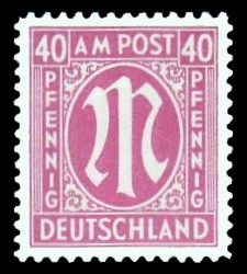 40 Rpf Briefmarke: M-Serie, Alliierte Militärpost, deutscher Druck (weit gezähnt)