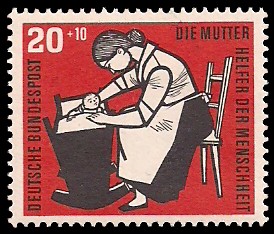 20 + 10 Pf Briefmarke: Helfer der Menschheit, 1956