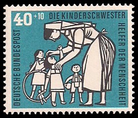 40 + 10 Pf Briefmarke: Helfer der Menschheit, 1956