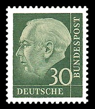 30 Pf Briefmarke: Th. Heuss - 1.Bundespräsident