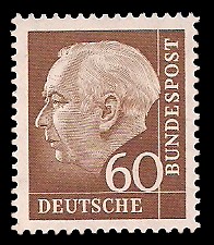 60 Pf Briefmarke: Th. Heuss - 1.Bundespräsident