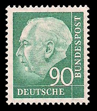 90 Pf Briefmarke: Th. Heuss - 1.Bundespräsident