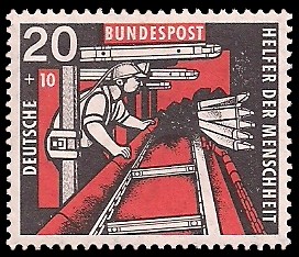 20 + 10 Pf Briefmarke: Helfer der Menschheit, 1957