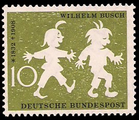 10 Pf Briefmarke: 50. Todestag Wilhelm Busch