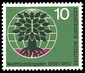 10 Pf Briefmarke: Weltflüchtlingsjahr