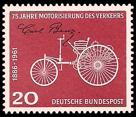 20 Pf Briefmarke: 75 Jahre Motorisierung des Verkehrs