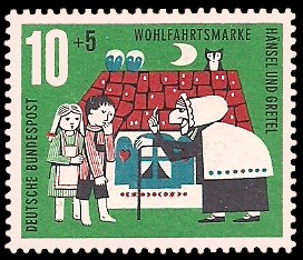 10 + 5 Pf Briefmarke: Wohlfahrtsmarke 1961, Hänsel und Gretel