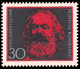 30 Pf Briefmarke: 150. Geburtstag Karl Marx
