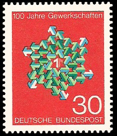 30 Pf Briefmarke: 100 Jahre Gewerkschaften