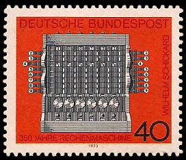 40 Pf Briefmarke: 350 Jahre Rechenmaschine