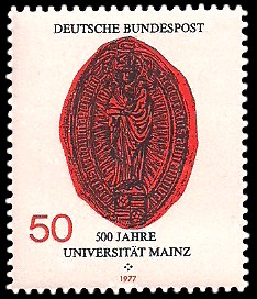 50 Pf Briefmarke: 500 Jahre Universität Mainz