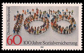 60 Pf Briefmarke: 100 Jahre Sozialversicherung