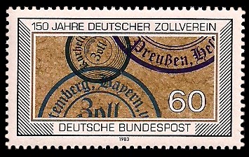 60 Pf Briefmarke: 150 Jahre Deutscher Zollverein