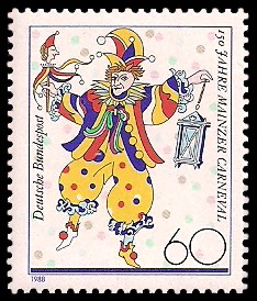 60 Pf Briefmarke: 150 Jahre Mainzer Carneval