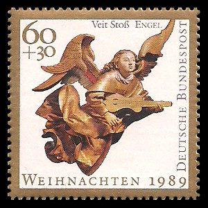 60 + 30 Pf Briefmarke: Weihnachtsmarke 1989, Engel