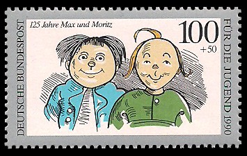 100 + 50 Pf Briefmarke: Für die Jugend 1990, Max und Moritz