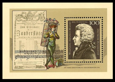  Briefmarke: Block: 200. Todestag Wolfgang Amadeus Mozart