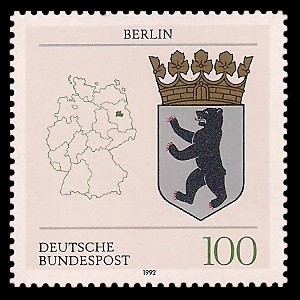 100 Pf Briefmarke: Wappen der Bundesländer, Berlin
