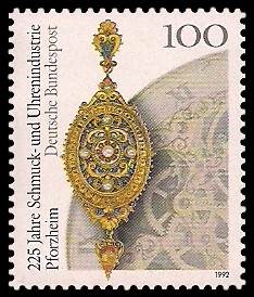 100 Pf Briefmarke: 225 Jahre Schmuck- und Uhrenindustrie Pforzheim