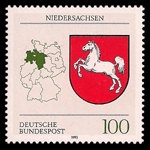100 Pf Briefmarke: Wappen der Bundesländer, Niedersachsen