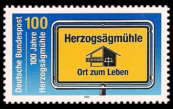 100 Pf Briefmarke: 100 Jahre Herzogsägmühle