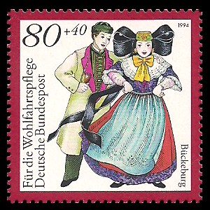 80 + 40 Pf Briefmarke: Wohlfahrtsmarke 1994, regionale Trachten in Deutschland