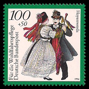 100 + 50 Pf Briefmarke: Wohlfahrtsmarke 1994, regionale Trachten in Deutschland