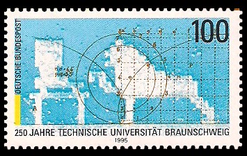 100 Pf Briefmarke: 250 Jahre Technische Universität Braunschweig