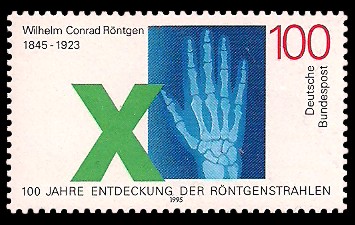 100 Pf Briefmarke: 100. Jahre Entdeckung der Röntgenstrahlen