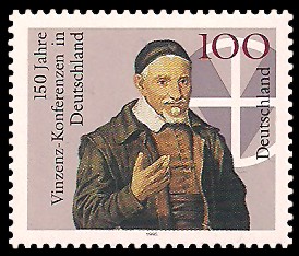 100 Pf Briefmarke: 150 Jahre Vinzenz-Konferenzen in Deutschland