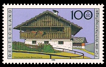 100 + 50 Pf Briefmarke: Wohlfahrtsmarke 1995, regionale Bauernhäuser in Deutschland