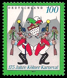 100 Pf Briefmarke: 175 Jahre Kölner Karneval