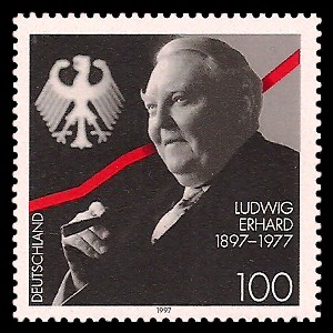100 Pf Briefmarke: 100. Geburtstag Ludwig Erhard