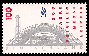 100 Pf Briefmarke: 500 Jahre Privileg Messe Leipzig