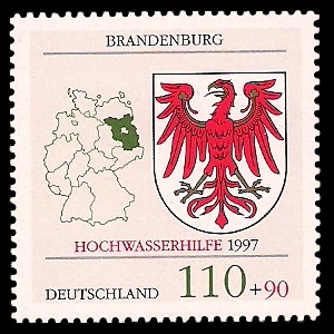 110 + 90 Pf Briefmarke: Hochwasserhilfe, Wappen der Bundesländer