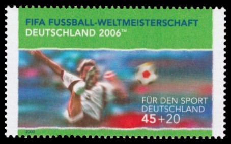 45 + 20 Ct Briefmarke: Für den Sport 2003, Torschuss