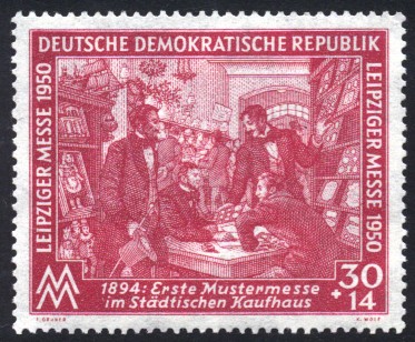 30 + 14 Pf Briefmarke: Leipziger Messe 1950