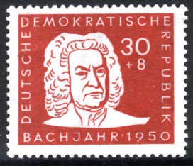 30 + 8 Pf Briefmarke: Bachjahr 1950, Bach-Porträt