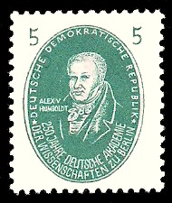 5 Pf Briefmarke: 250 Jahre Deutsche Akademie der Wissenschaften zu Berlin, A.Humboldt