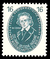 16 Pf Briefmarke: 250 Jahre Deutsche Akademie der Wissenschaften zu Berlin, J.Grimm