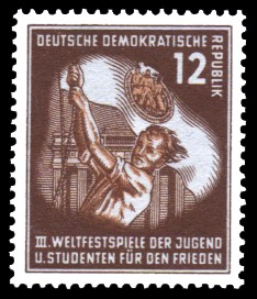 12 Pf Briefmarke: III. Weltfestival der Jugend und Studenten für den Frieden