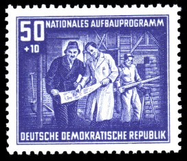 50 + 10 Pf Briefmarke: Nationales Aufbauprogramm