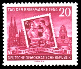 20 Pf Briefmarke: Tag der Briefmarke 1954