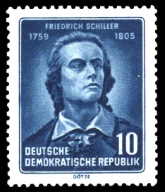 10 Pf Briefmarke: 150. Todestag von Friedrich Schiller