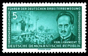 5 Pf Briefmarke: Führer der deutschen Arbeiterbewegung, Karl Liebknecht