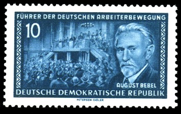 10 Pf Briefmarke: Führer der deutschen Arbeiterbewegung, August Bebel