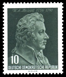 10 Pf Briefmarke: 200. Geburtstag W. A. Mozart