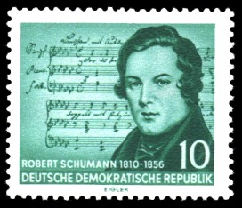 10 Pf Briefmarke: 100. Todestag von Robert Schumann