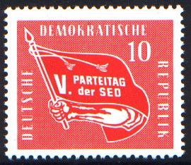 10 Pf Briefmarke: V. Parteitag der SED