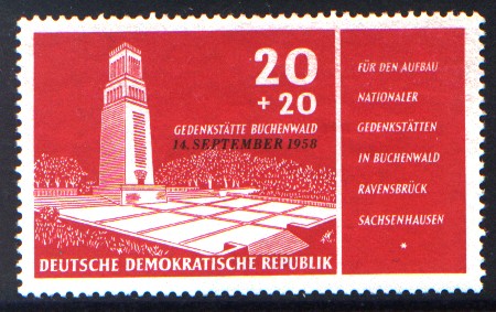 20 + 20 Pf Briefmarke: Einweihung des Buchenwald-Denkmals
